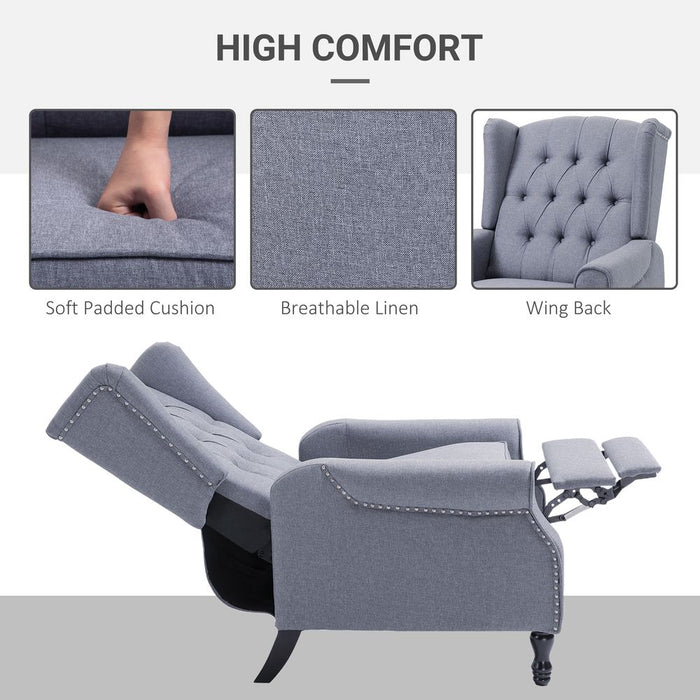 Luxury Recliner Armchair | Fabric Reclining Chair w/ Footrest | Light Grey | Free Shipping