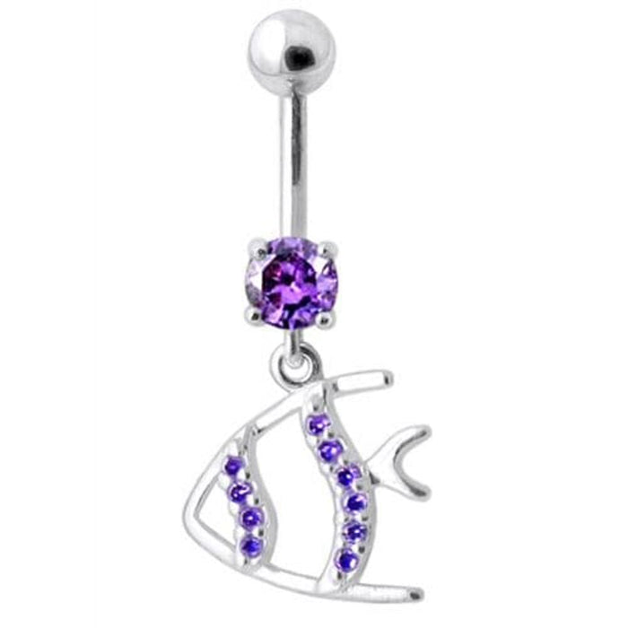 Jeweled Fish Dangling Navel Ring