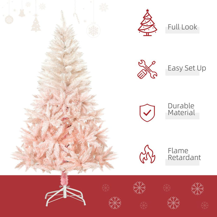 5FT Pink Artificial Christmas Tree Metal Stand Fully Pretty Home Office Joy