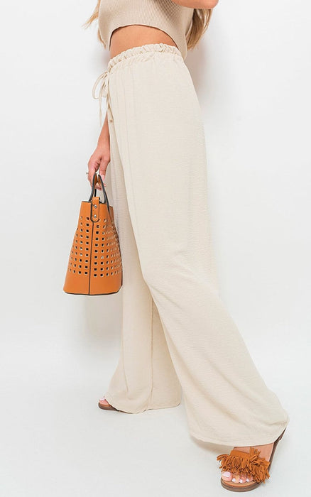 Effortlessly Chic Drawstring Waist Wide Leg Trouser