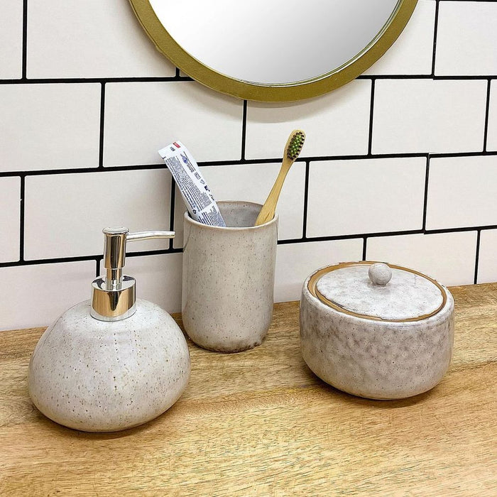 Premium Taupe Ceramic Toothbrush Holder