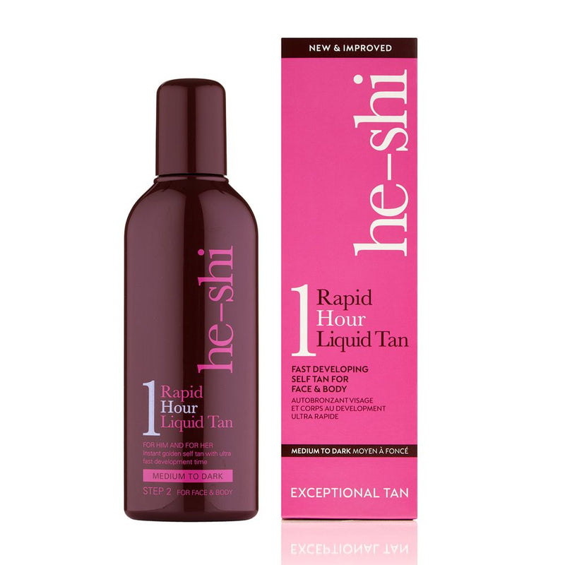 He-Shi Rapid 1 Hour Liquid Self Tan - Medium to Dark Tan - Quick Dry