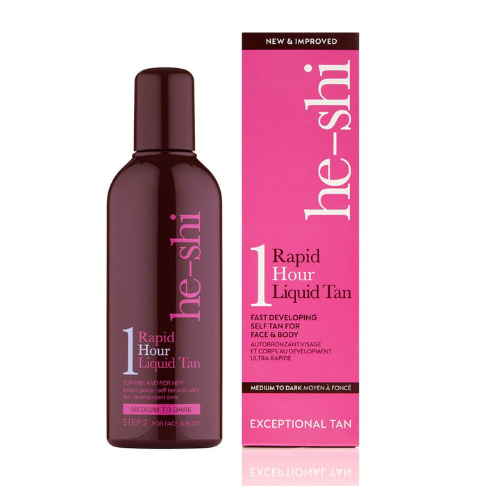 He-Shi Rapid 1 Hour Liquid Self Tan - Medium to Dark Tan - Quick Dry