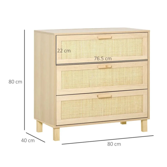 3 Drawer Cabinet Storage Cupboard Wooden Freestanding Organiser Unit Bedroom