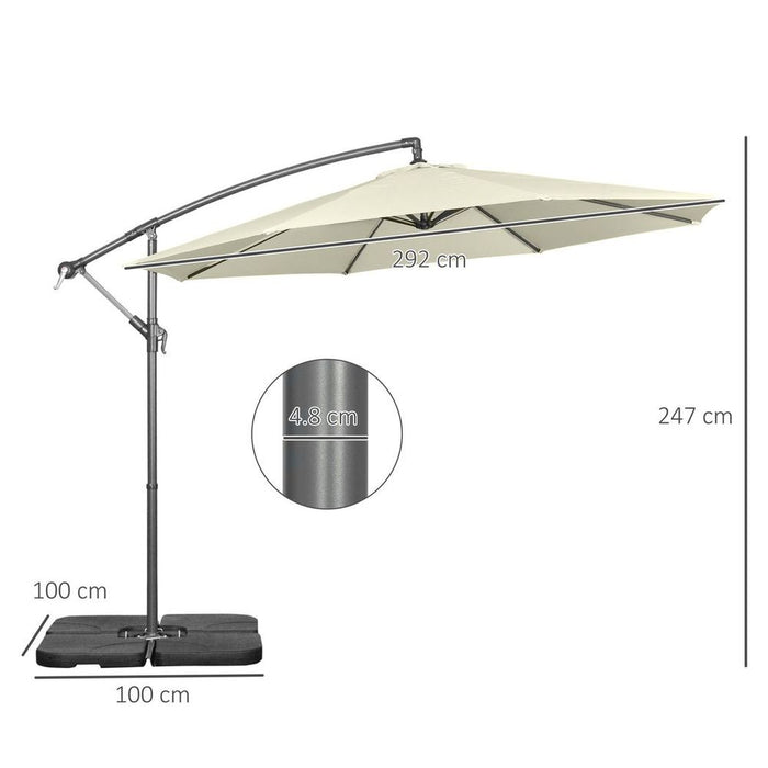 Outsunny 3m Banana Parasol Cantilever Umbrella Garden Beige - Best Quality, Sturdy Metal Structure