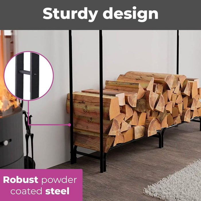 Premium Metal Log Holder - 240cm - Waterproof Cover Included