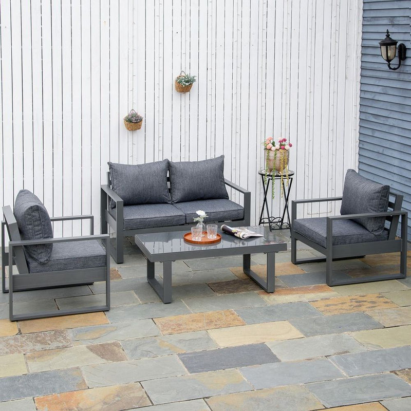 Premium Aluminum Outdoor Furniture Set - Table, Cushions Included
