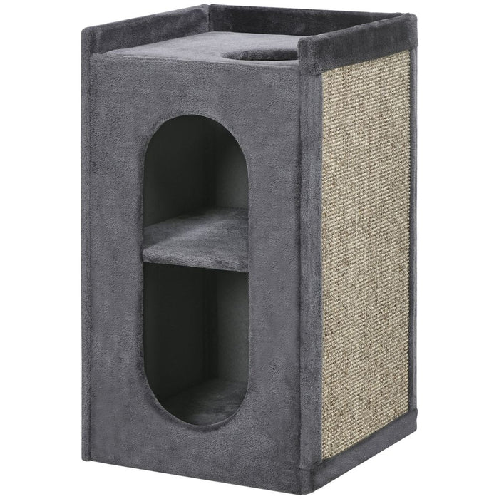 Premium 81cm Cat Scratching Barrel with Two Houses - Perfect for Indoor Cats - Quality Grey Design