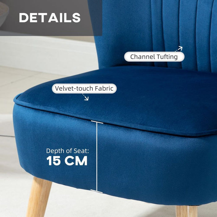 Premium Velvet Accent Chair - Luxurious Comfort - Elegant Design - Dark Blue