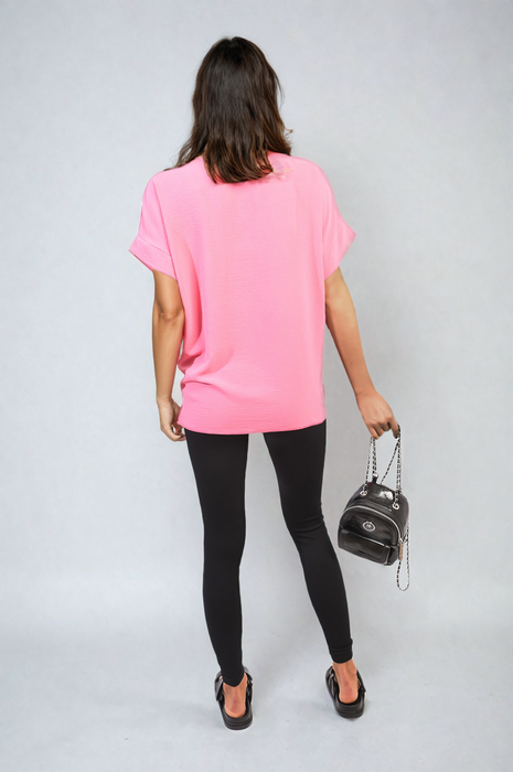 Effortlessly Chic V-Neck Twist Front Top: Perfect for Casual or Formal Settings, Comfortable Fit, Versatile Style