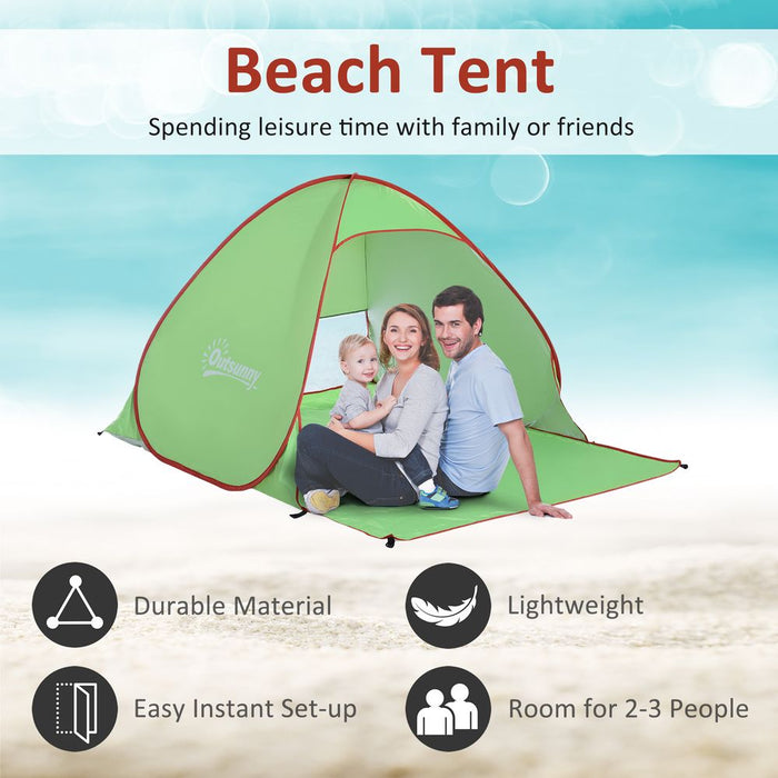 Instant Pop up Beach Tent Sun Shade Shelter, Green - Outsunny