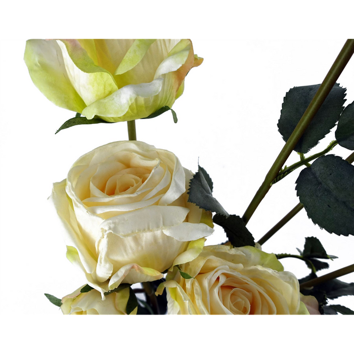 60cm Cream Rose Artificial Flowers Spray - 4 Flowers 3 Buds