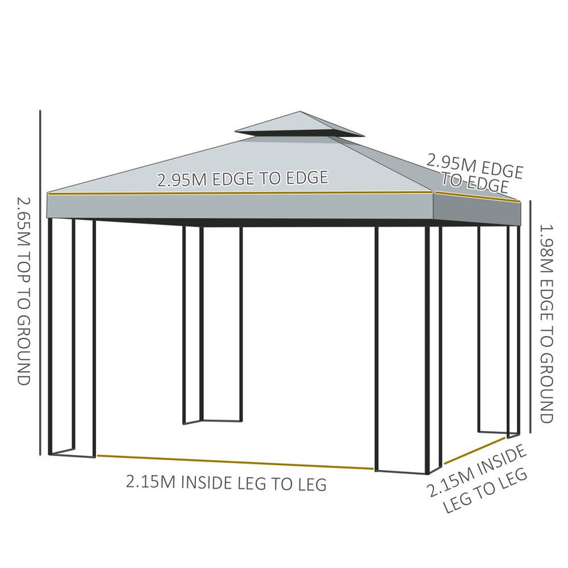 Premium 3x3m Metal Gazebo - Perfect for Weddings, Parties & Patios - Dark Grey