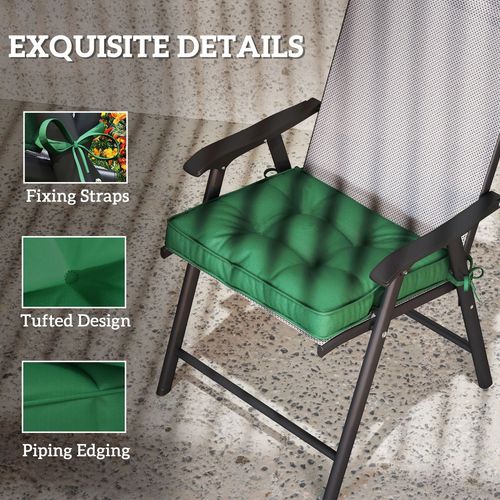 Outsunny 42 x 42cm Replacement Garden Seat Cushion Pad with Ties, Green