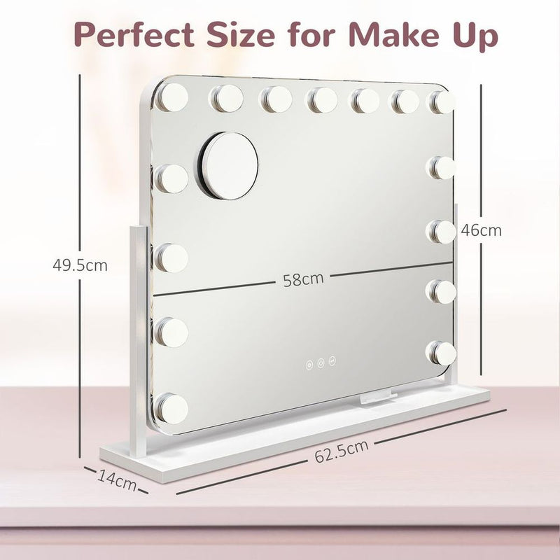 HOMCOM Hollywood Dimmable Lighted Makeup Mirror with Magnifier, USB Port