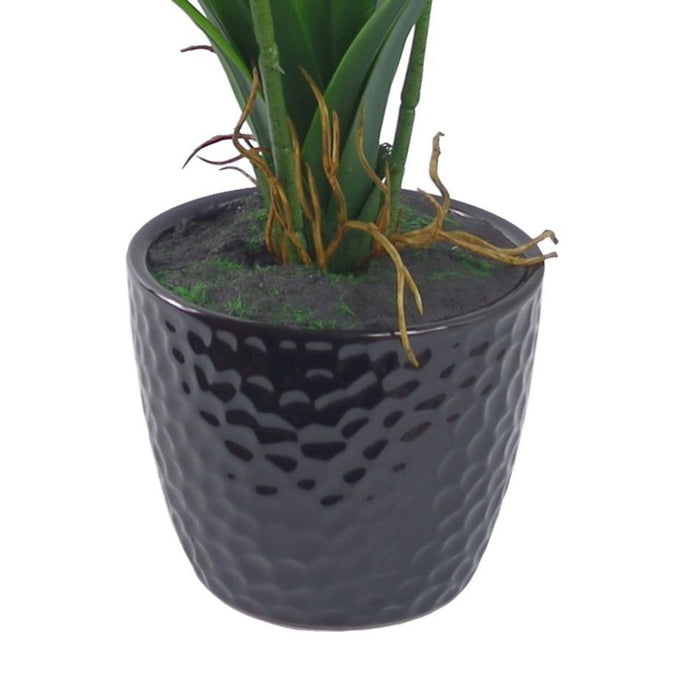 High-Quality 50cm Dark Pink Artificial Orchid in Ceramic Planter