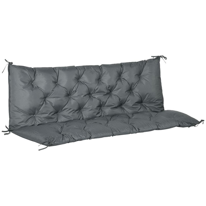 Premium Dark Grey Garden Bench Cushion - Extra Comfort with Ties - High Quality