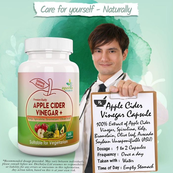 Premium Apple Cider Vinegar Capsule: Kelp, Spirulina, Bromelain, Olive Leaf - Boost Health, Digestion, Detox & Immune Support!