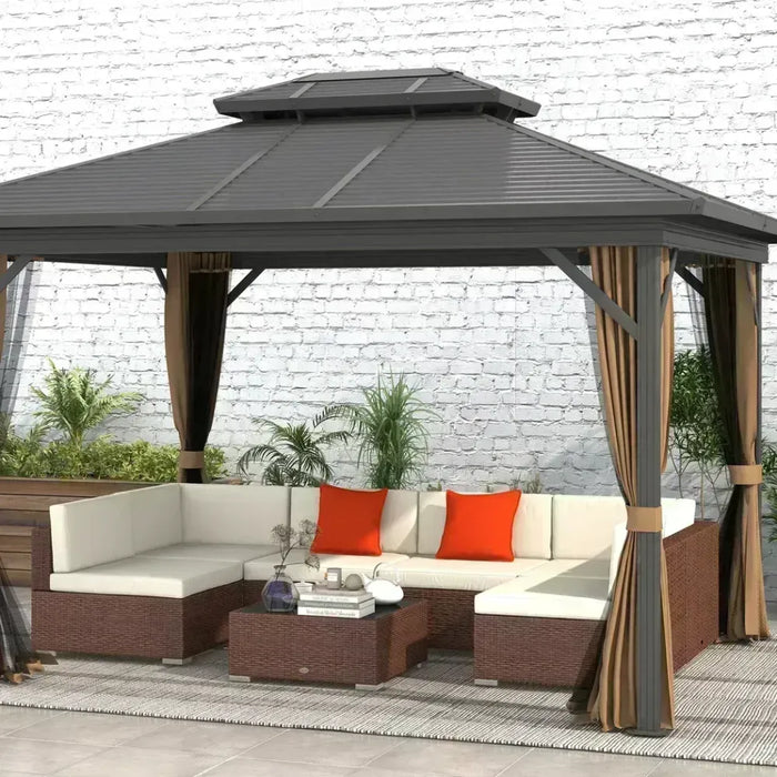 Outsunny 7PC Rattan Garden Furniture Set Coffee Table - Brown, Rust-Resistant, PE Rattan, Cushions - Best Quality!