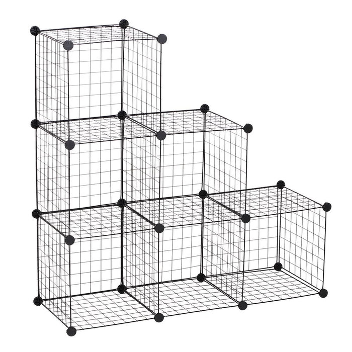 DIY 6 Cube Wire Storage Cabinet Organiser, 111L x 37W x 111Hcm-Black