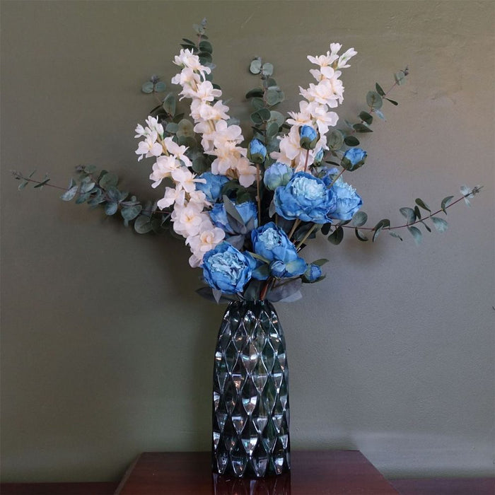 Premium 30cm Green Waves Glass Vase - Hand-finished, Perfect for Real & Artificial Flowers - Professional Quality