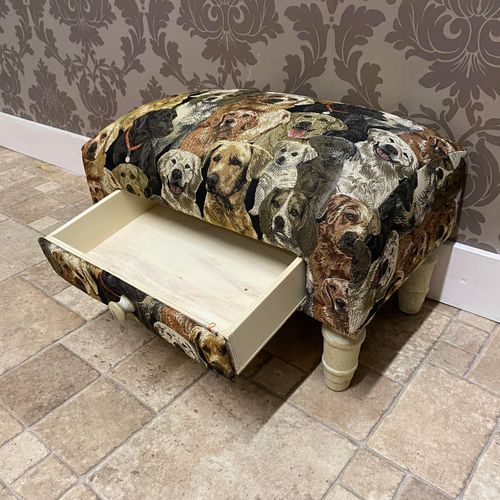 DOGS FOOTSTOOL WITH DRAWER