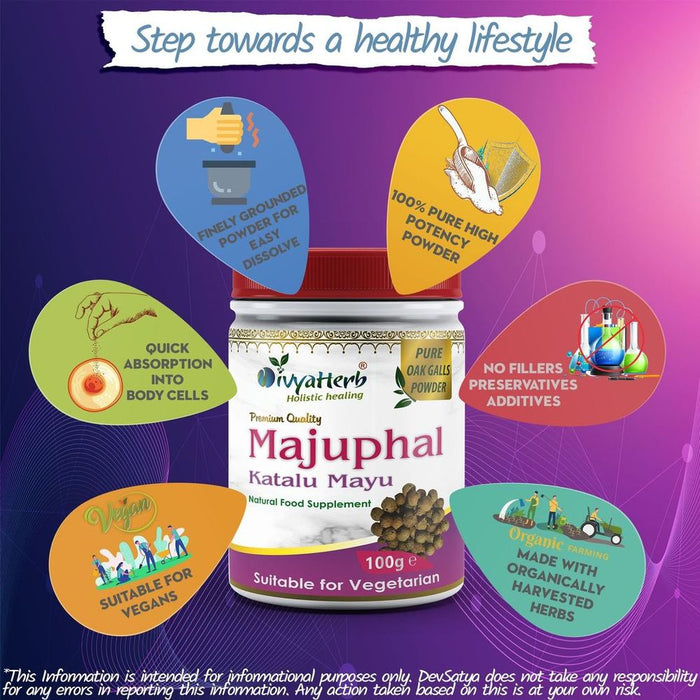 Majuphal (Katalu Mayu) Powder - Promotes Wound Healing, Antibacterial & Astringent Properties