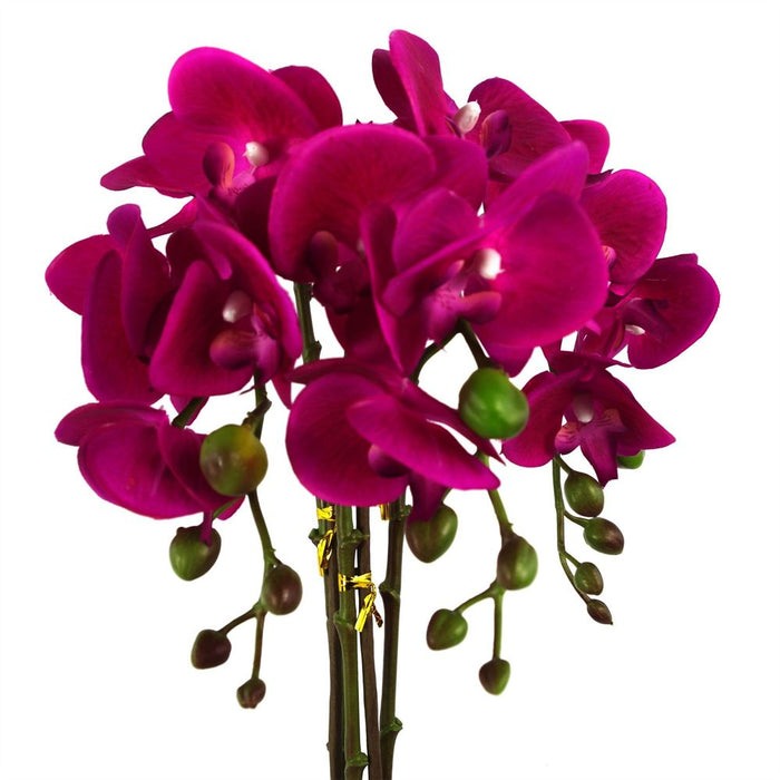 Real Touch 52cm Artificial Orchid - Dark Pink/Silver