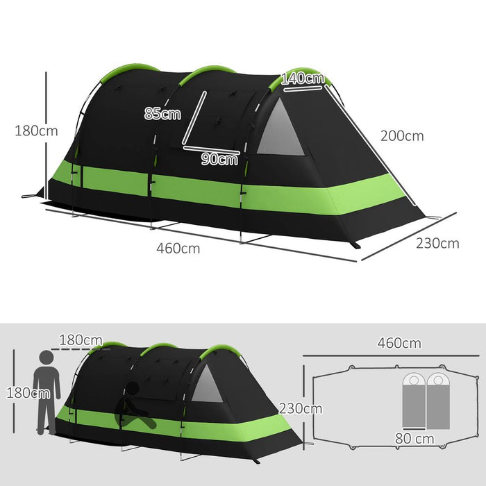 Outsunny Blackout Camping Tent: Bedroom & Living Room, 4-5 Person, Black