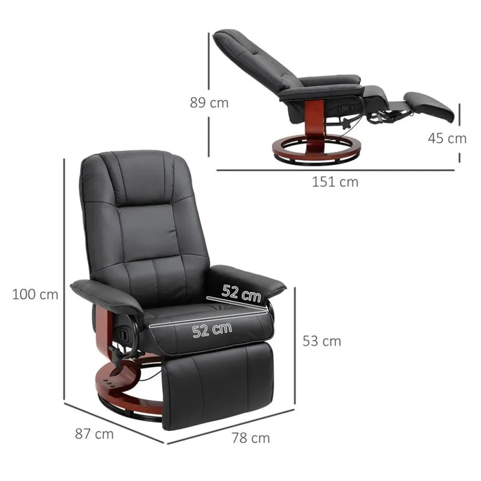 Ergonomic Recliner Sofa Chair PU Leather Armchair Lounger with Footrest, Black