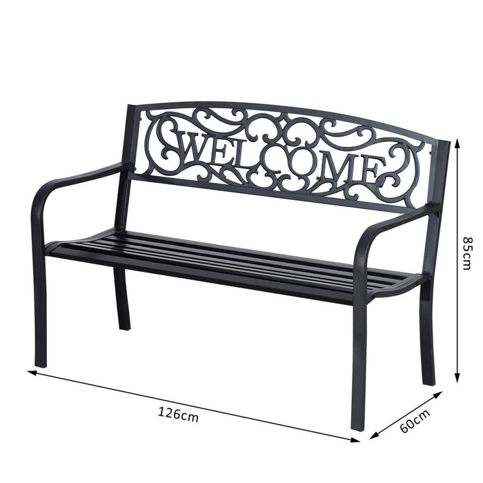 High-Quality 2-Seater Bench - Durable Steel Frame - Ideal for Gardens and Patios - Relax and Enjoy the Outdoors - Black