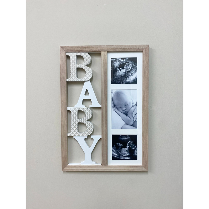 Premium Baby Three Photo Wood Frame 43cm - Best Quality Nursery Decor & Keepsake