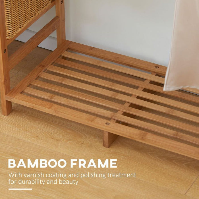 Bamboo Clothes Rail Garment Rack - High Quality 6 Tier Shelf Hanging Rod for Organized Storage