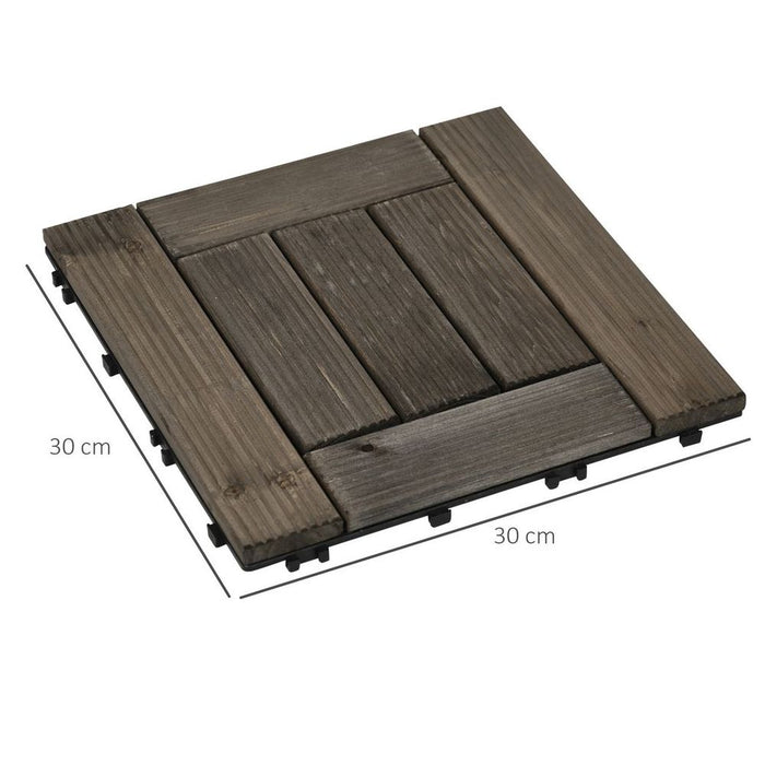 Premium 27-Piece Grey Wooden Decking Tiles - 30x30cm - Slip Resistant - Versatile Outdoor Flooring