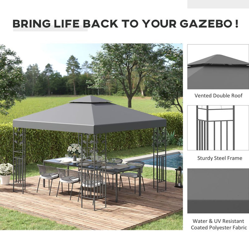 3x3m Outdoor Garden Steel Gazebo Patio Canopy Marquee Canopy Shelter - Grey