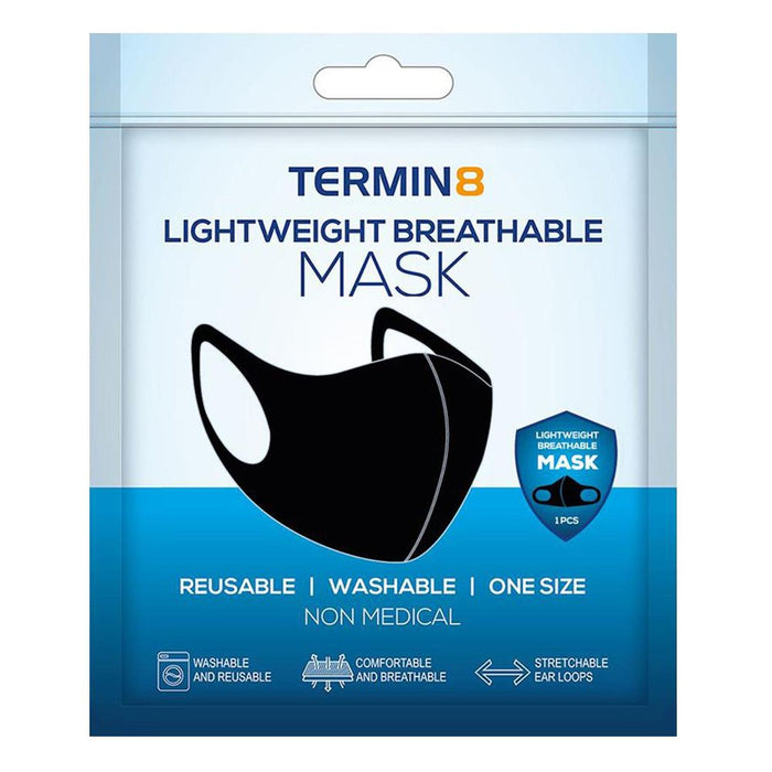 Premium Unisex Reusable Face Mask - Washable, Breathable & 3D Shape - Black [80B]