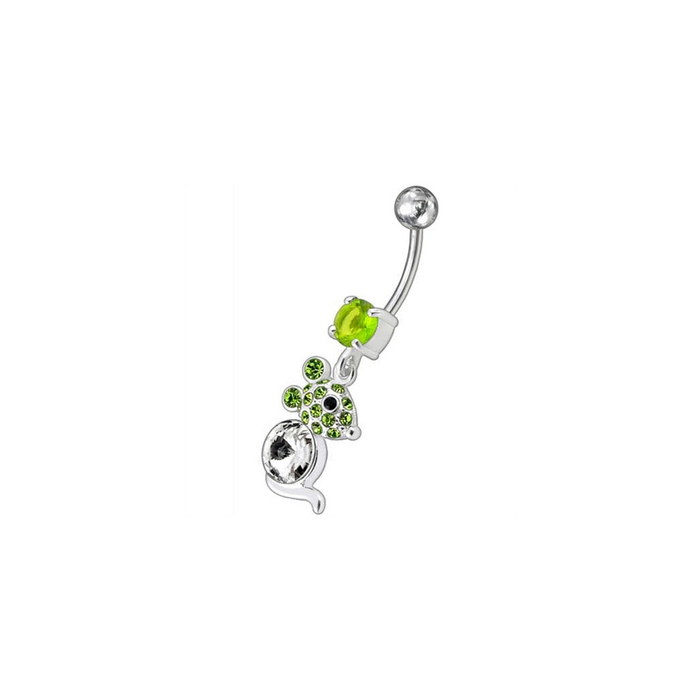 Jeweled Dangling Banana Bar Fancy Small Rat Belly Ring