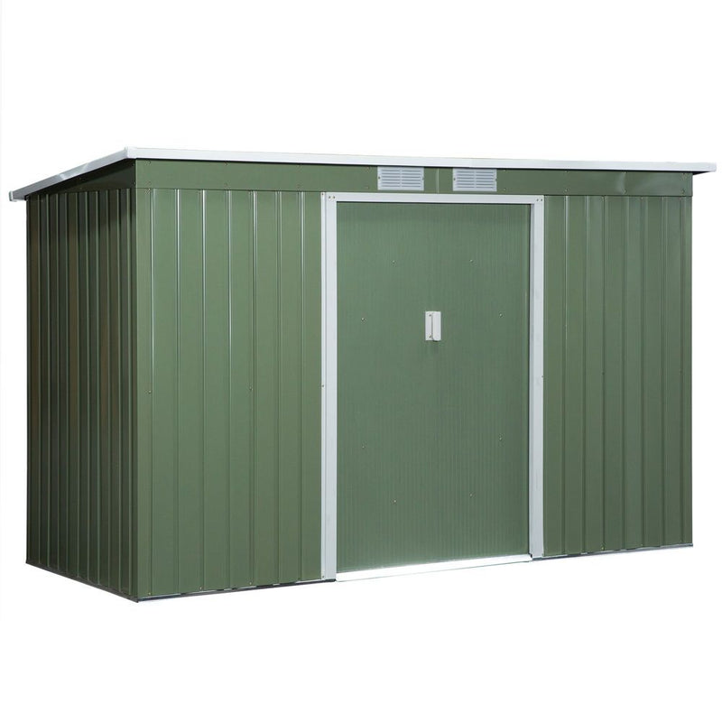 High-Quality 9ft x 4.25ft Corrugated Metal Shed with Foundation Vent Doors - Green