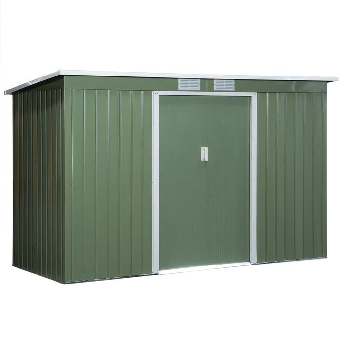 High-Quality 9ft x 4.25ft Corrugated Metal Shed with Foundation Vent Doors - Green