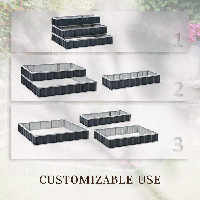 3 Tier Raised Garden Bed, Elevated Planer Box Kit for Flowers & Vegetables - Grey