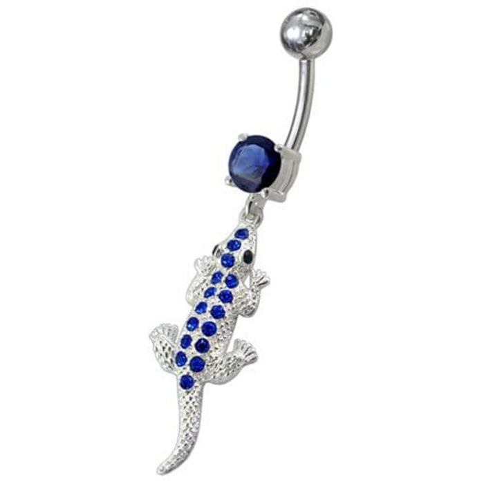 Fancy Jeweled Lizard Dangling Navel Belly Ring