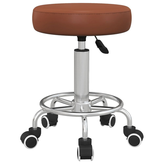 Vinsetto Round PU leather Salon Beautician Stool Adjustable Height, Brown