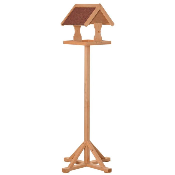 Wooden Bird Feeder: Freestanding, Cross-legged Support, Weather Resistant