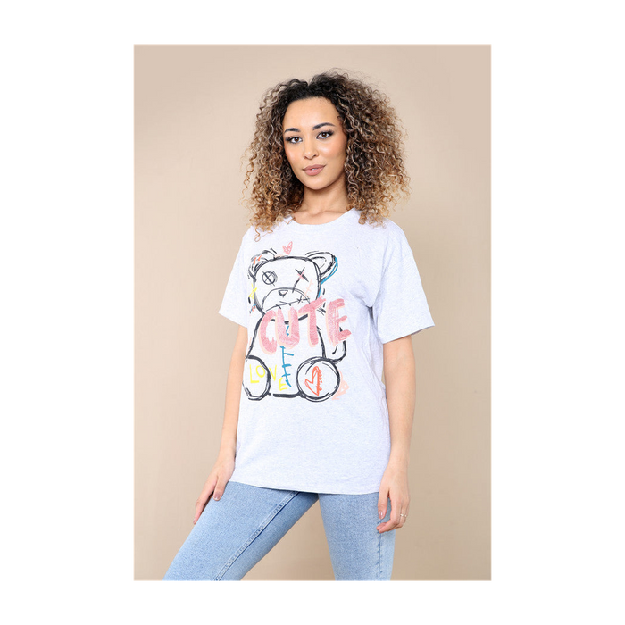 Ladies Cute Printed Short Sleeves T Shirt Top