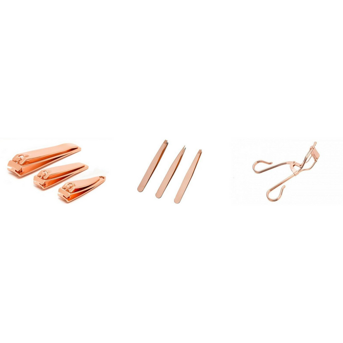 Rose Gold Professional Nail Clipper Tweezers Eyelash Curler Set - High Quality & Stylish