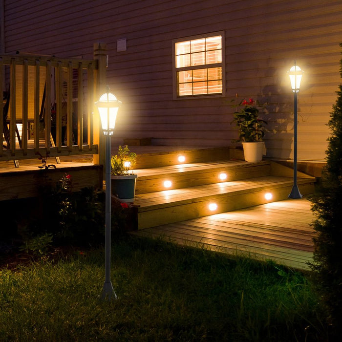 Solar-Powered LED Garden Post Lights - 2 PCS, Black