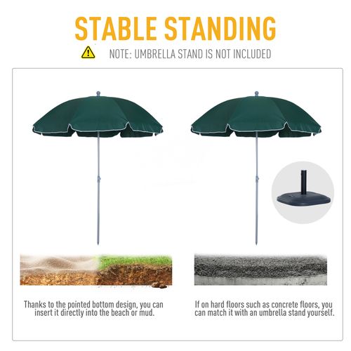 2.2M Beach Umbrella Parasol Canopy Shade Tilt Sun Shelter Steel Dark Green