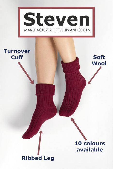 Ladies 1 Pair Wool Turnover Bed Socks by Steven