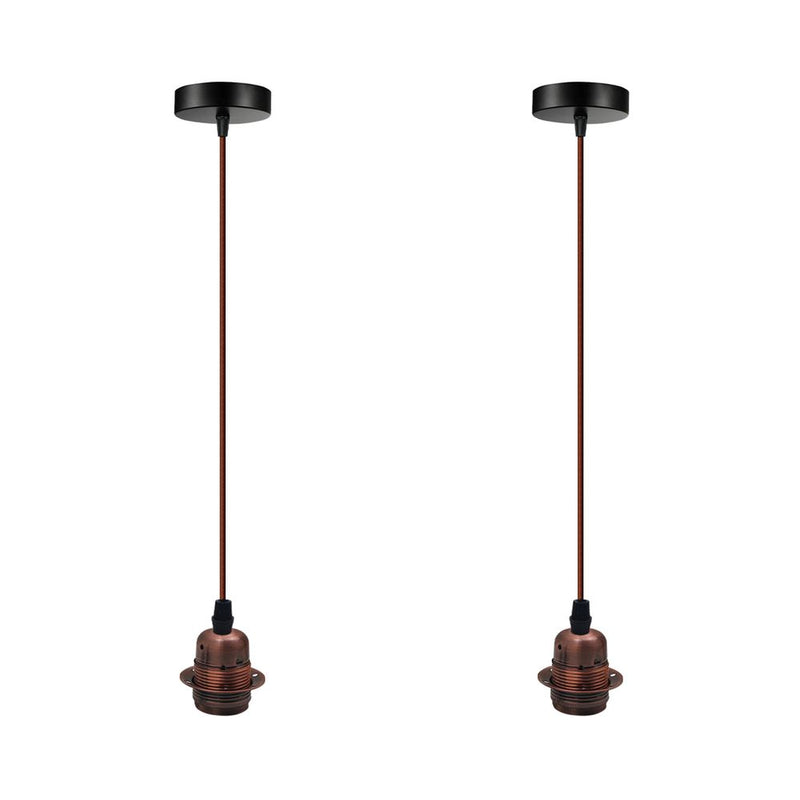 2 Pack Vintage Industrial Pendant Light,lampshade E27 UK Holder Fitting  Set