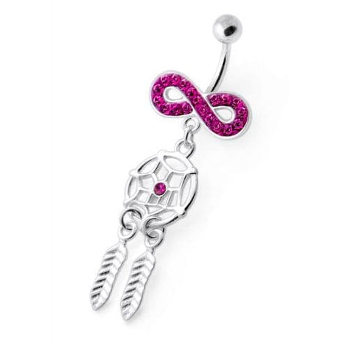 Infinity with Dream catcher Dangling Belly bar